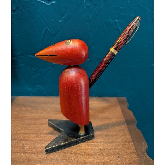 Vintage‎ MCM Counter Balanced Wooden Dodo Bird Pen Holder - Picture 7 of 9